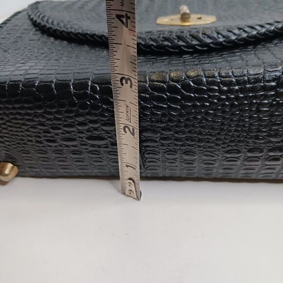 Vintage Women's Crocs Black Leather Hand Tooled Bag - Picture 7 of 15